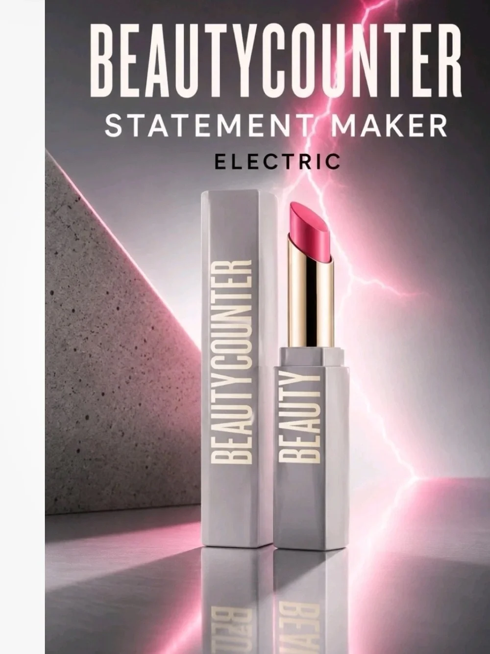 Beautycounter Statement Maker Satin Lipstick Electric Bright Pink 0.06 oz